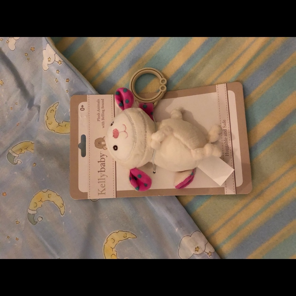Handmade baby/lap quilt w/ jingle lamb toy